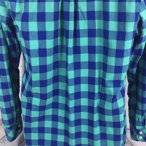 Talbots Large Checked Long Button Cuff Sleeve Top - Picture 6 of 9